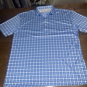Collars and Co. Dress Polo Shirt 2XL Blue Plaid Casual Office Work